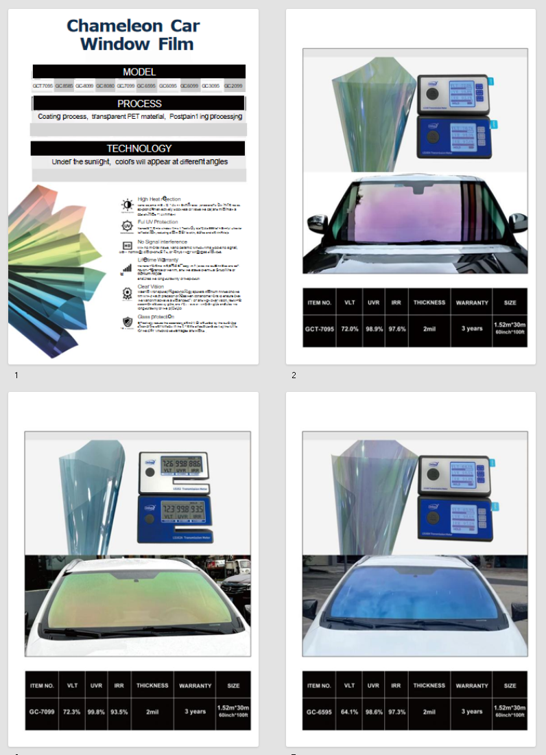 Decowell Chameleon Car Window Film Catalog